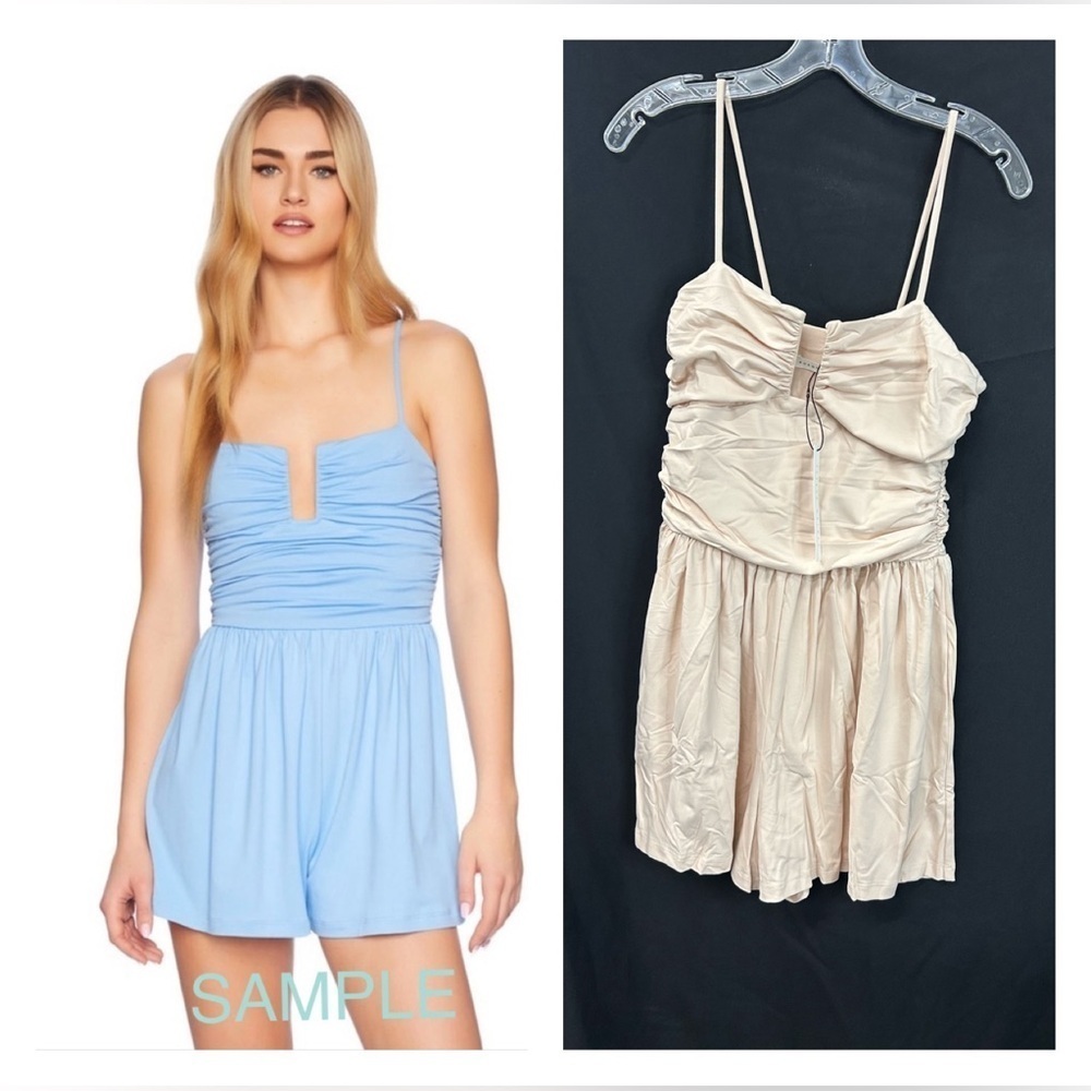 Susana Monaco NWT Rectangle Wire String Romper in Nude (A12)
